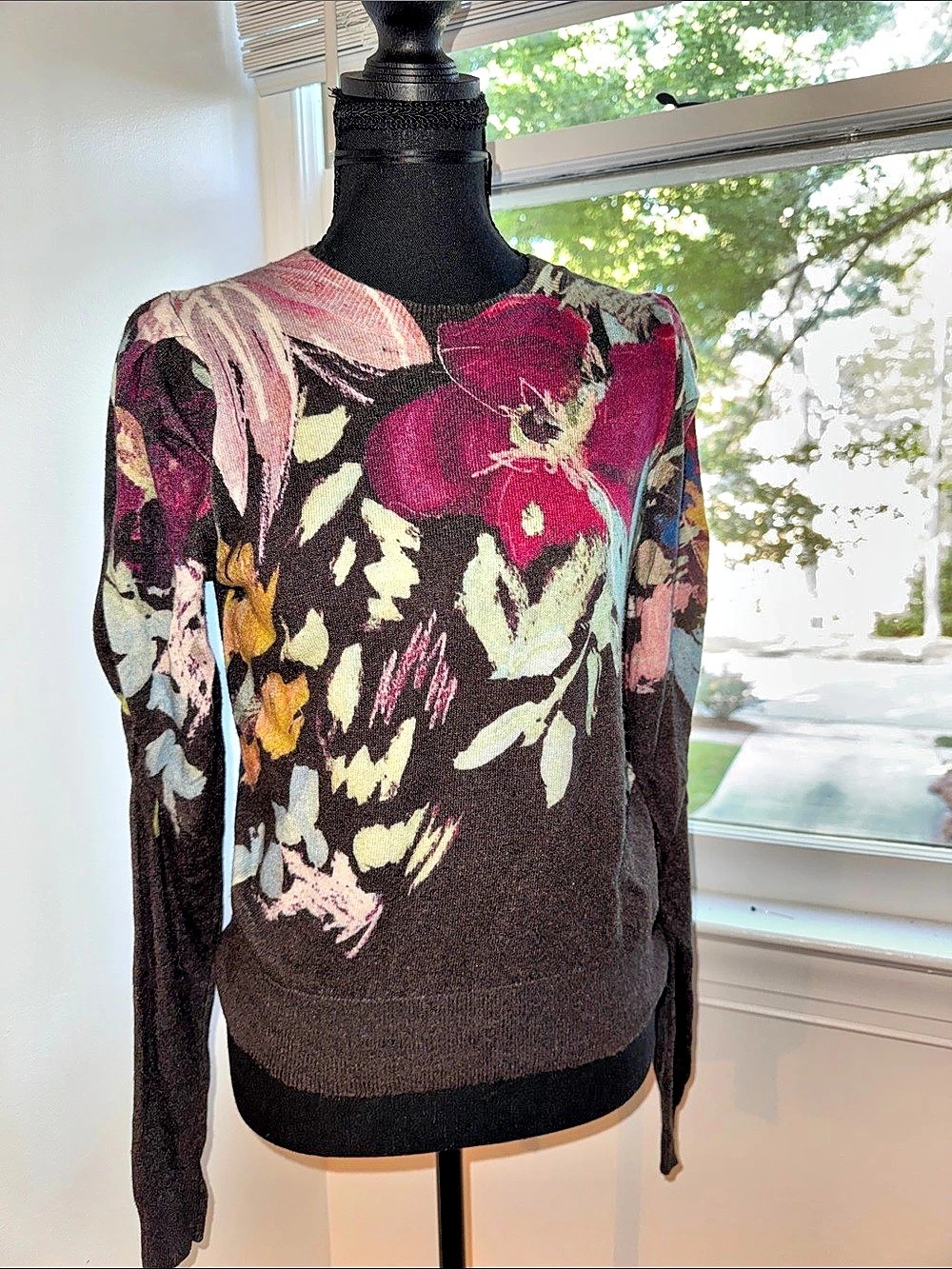 Ted Baker Floral Knit Sweater Black, Yellow, Blue & Pink Size 0